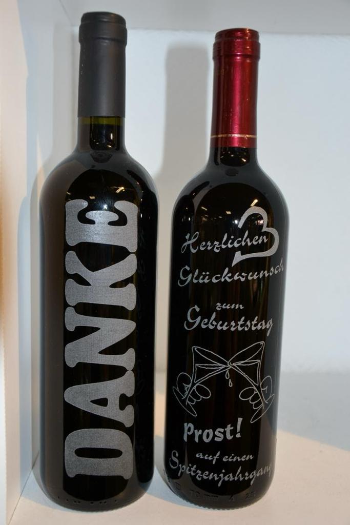 Gravierte Weinflasche "Danke"